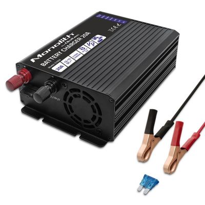 8. Qoltec Inteligentna ładowarka Monolith do akumulatorów LiFePO4 AGM GEL SLA, 20A, 12V