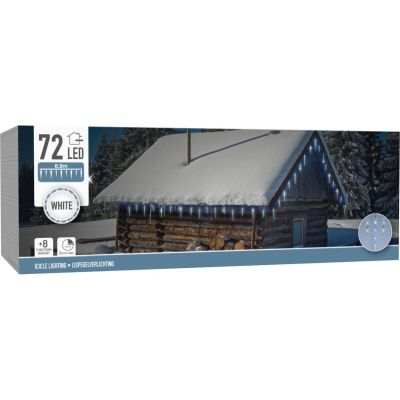 15. LAMPKI KURTYNA ŚWIETLNA SOPLE ZEW 72 LED ZIMNY BIAŁY TIMER