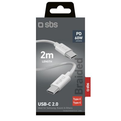 2. Kabel SBS TECABLETISSUETCC2G 2 x USB-C 2m 60W z Power Delivery - szary