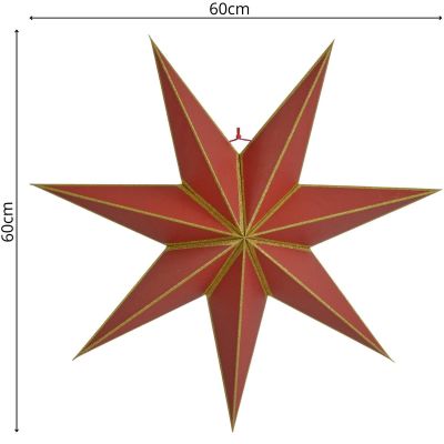 10. GWIAZDA DEKORACYJNA WISZĄCA PAPIEROWA FSC 18x60CM CZERWONA 7 RAMION MICA