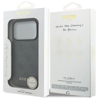 7. Etui Guess 4G Charms Collection MagSafe na iPhone 17 Pro - czarne