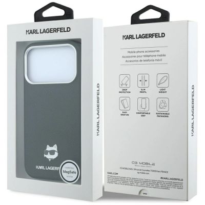 8. Etui Karl Lagerfeld Grained Choupette Head Metal MagSafe na iPhone 17 Pro Max / 18 Pro Max - czarne
