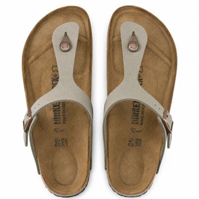 10. Japonki męskie szare Birkenstock Gizeh Birko-Flor Nubuck Stone regular szerokie (43391)