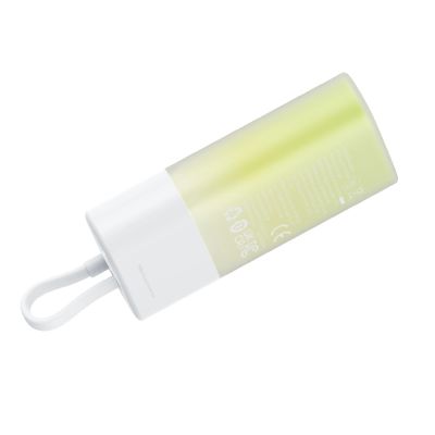 6. Powerbank Baseus Popsicle 5200mAh 20W z wbudowanym kablem Lightning (+ biały kabel Baseus Simple USB-C - USB-C 60W/20V/3A/30cm) - biało-zielony