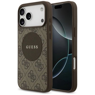 Etui Guess 4G Circle Classic Logo MagSafe na iPhone 17 Pro Max - brązowe