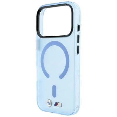 6. Etui BMW M IML Frosted Metal Logo & Trims MagSafe na iPhone 17 Pro Max / 18 Pro Max - niebieskie