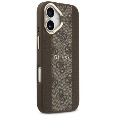4. Etui Guess 4G Stripe MagSafe na iPhone 17 - brązowe