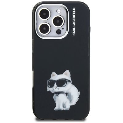 3. Etui Karl Lagerfeld IML Aquarelle Choupette & Logo na iPhone 16 Pro Max - czarne