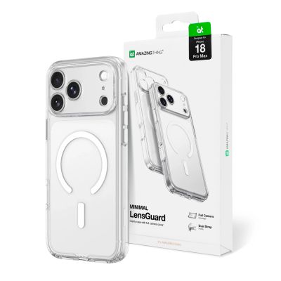 Etui AMAZINGTHING Minimal Mag Lens Case na iPhone 18 Pro Max z osłoną aparatu i mocowaniem na smycz kompatybilne z MagSafe - przezroczyste