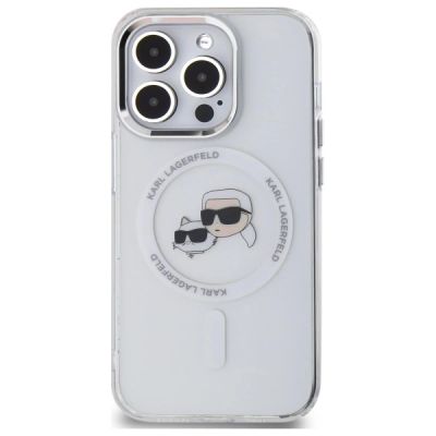 3. Etui Karl Lagerfeld IML Metal Karl & Choupette Head MagSafe na iPhone 14 Pro Max - białe