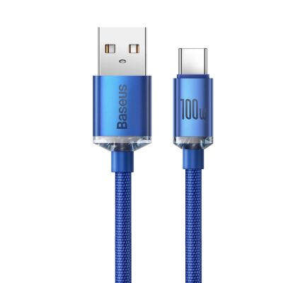 2. Baseus Crystal Shine Series kabel przewód USB do szybkiego ładowania i transferu danych USB Typ A - USB Typ C 100W 1,2m niebieski (CAJY000403)