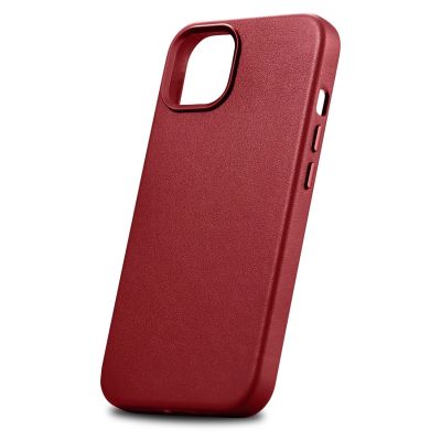 7. iCarer Case Leather pokrowiec etui z naturalnej skóry do iPhone 14 Plus czerwony (kompatybilne z MagSafe)