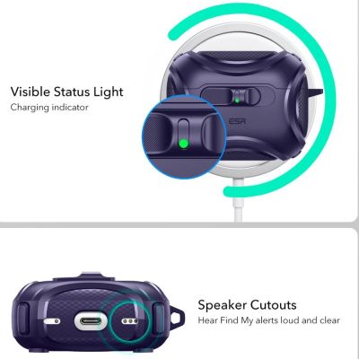 2. Etui ESR Cyber FlickLock MagSafe na AirPods Pro 3 - fioletowe