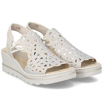 4. Sandały damskie na koturnie beżowe Rieker 67465-62