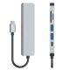 7. HUB Tech-Protect V4 6w1 USB-C - USB-A 3.0 / USB-A 2.0 / USB-C / HDMI / czytnik kart micro SD / TF / SD - szary