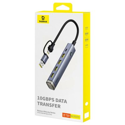 10. Hub USB-A/USB-C Baseus UltraJoy Series 4xUSB-A 3.1 1xUSB-C 5V - szary