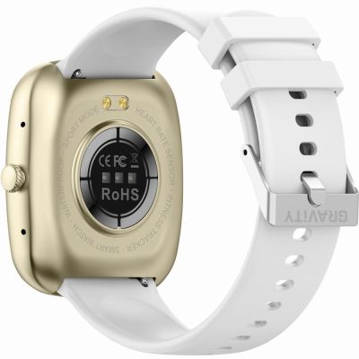 8. Smartwatch Damski GRAVITY GT18-8 Beżowy Pasek Silikonowy + Biały Pasek