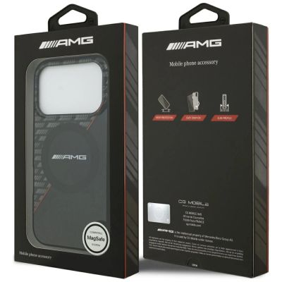 8. Etui Mercedes AMG IML Double Layer Rhombs MagSafe na iPhone 18 Pro / 17 Pro - czarno-czerwone