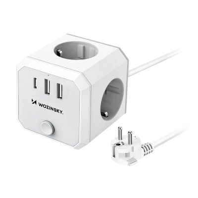 Kostka zasilająca Wozinsky WKZ-3B 3x AC 2x USB-A 1x USB-C 4000 W z przewodem 1.8 m - biała