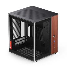 Obudowa PC Jonsbo TK-0, Mini-Tower, Mini-ITX, Tempered Glass, Holz - schwarz