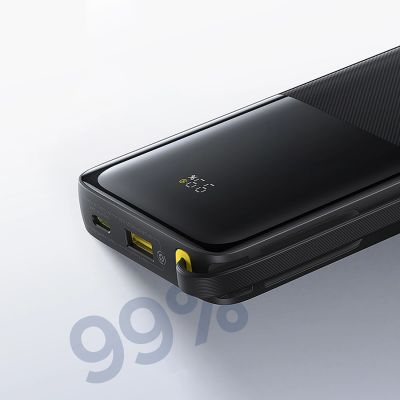 16. Powerbank Baseus Bipow 2 10000mah 20W z cyfrowym wyświetlaczem z wbudowanym kablem USB-C - czarny