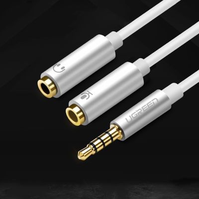 2. Ugreen kabel przewód rozdzielacz słuchawkowy mini jack 3,5 mm - 2 x mini jack 3,5mm (mikrofon + wyjście stereo) czarny (AV141)