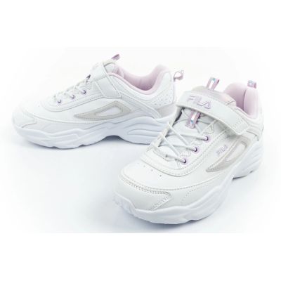 9. Fila Skye V buty sportowe dziecięce dla dziewczynki na rzep białe