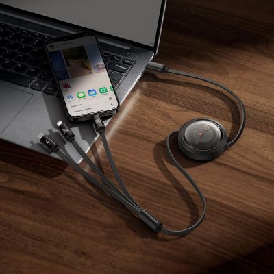 9. Kabel Baseus Free2Draw CB000084 zwijany USB-C - Lightning / USB-C / micro USB 100W 1.1m - czarny