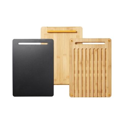 9. Fiskars 1057550 deska do krojenia Prostokątny Bambusowy, Plastik Bambusowy, Czarny