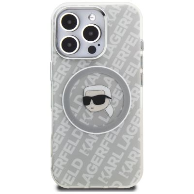 3. Etui Karl Lagerfeld IML Karl Head Logo MagSafe na iPhone 16 Pro - szare