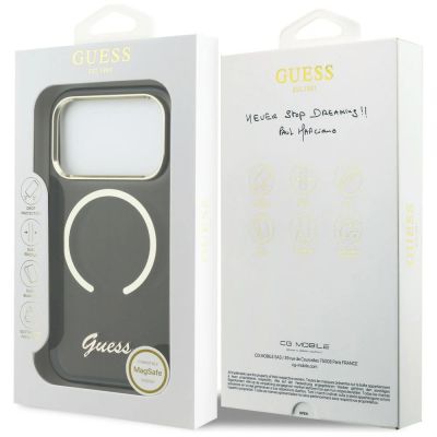 8. Etui Guess IML Script Metal MagSafe na iPhone 17 Pro Max - czarne