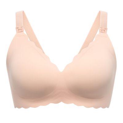 MOMCOZY YN46 bezszwowy biustonosz do karmienia Floral Support cielisty S