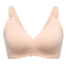 MOMCOZY YN46 bezszwowy biustonosz do karmienia Floral Support cielisty S