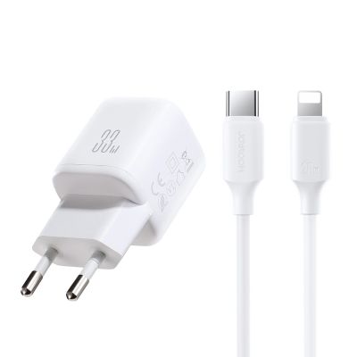 Ładowarka sieciowa Joyroom JR-TG7 33W USB-A + USB-C z kablem 30W USB-C - Lightning 1m - biała