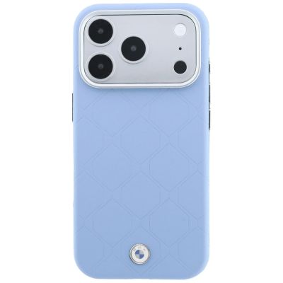3. Etui BMW Sign Deboss Quilted Metal Logo MagSafe na iPhone 17 Pro / 18 Pro - niebieskie