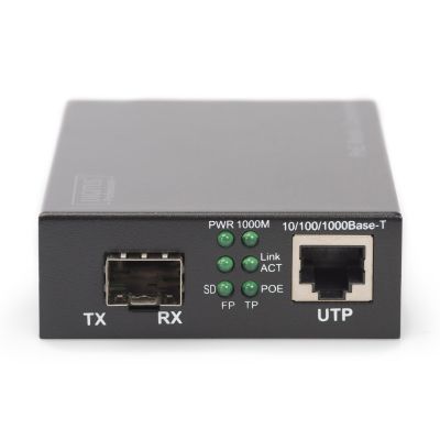 18. Konwerter mediów Gigabit PoE, RJ45 / SFP, PSE