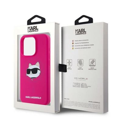 8. Etui Karl Lagerfeld Silicone Choupette Head MagSafe na iPhone 15 Pro - różowe