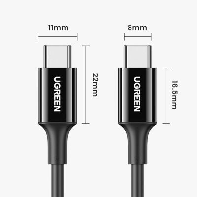 16. Ugreen kabel przewód USB Typ C (męski) na Typ C (męski) 1 m biały (US300)