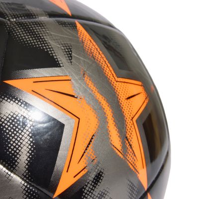 4. Piłka nożna adidas UCL Club 26/27 League Stage czarno-srebrno-pomarańczowa KE9762