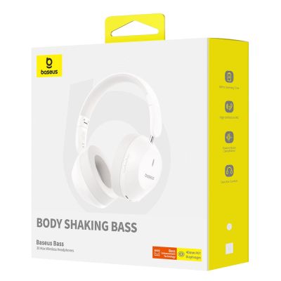 7. Słuchawki bezprzewodowe Baseus Bass 30 Max nauszne Bluetooth 5.3 - białe