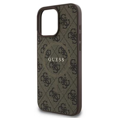 6. Etui Guess 4G Ring Classic Logo MagSafe na iPhone 16 Pro - brązowe