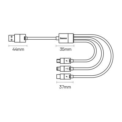 5. Kabel 3w1 USB - micro USB / Lightning / USB C 3.5A 1.2m Baseus StarSpeed - czarny