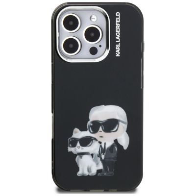 3. Etui Karl Lagerfeld IML Aquarelle Karl & Choupette & Logo na iPhone 16 Pro Max - czarne