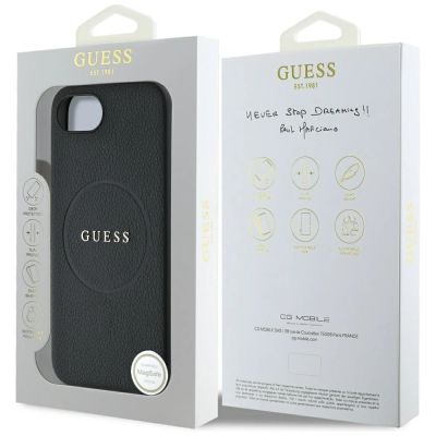 8. Etui Guess PU Grained Classic Logo z MagSafe na iPhone 16e - czarne