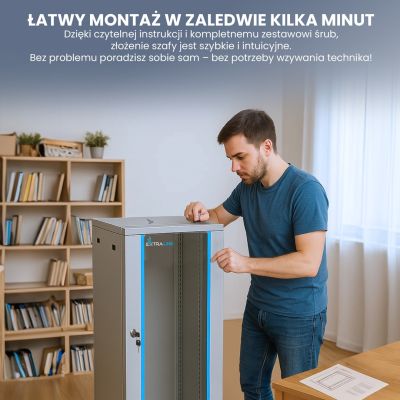 8. EXTRALINK SZAFA RACK WISZĄCA 18U 600X600 SZARA