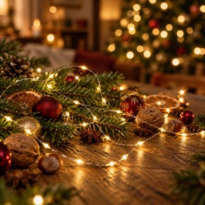 7. LAMPKI DRUCIKI NA BATERIE GIRLANDA 40 LED CIEPŁY BIAŁY (R)