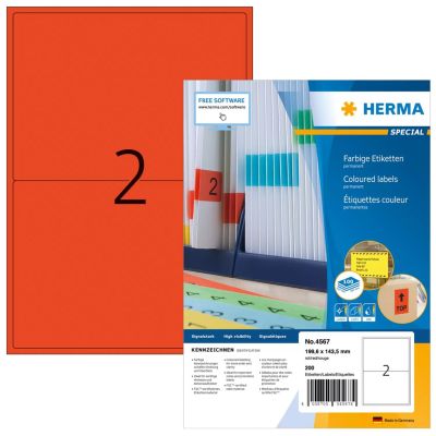 3. HERMA 4567 samoprzylepne etykiety Prostokąt Czerwony 200 szt.