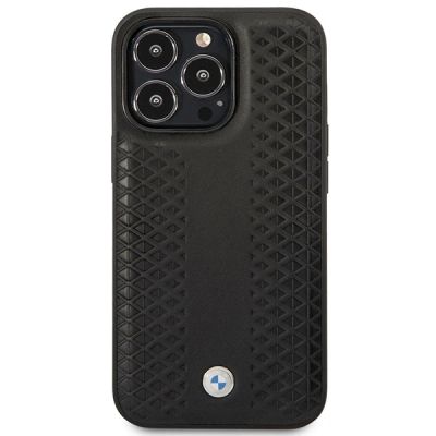 8. Etui BMW Leather Diamond Pattern MagSafe na iPhone 14 Pro - czarne