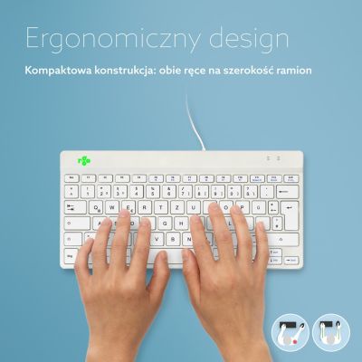 21. R-Go Tools Ergonomiczna R-Go Compact Break klawiatura, z oprogramowaniem do robienia przerw, QWERTZ (DE), przewodowa, biała