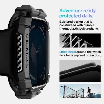 9. Etui Spigen Rugged Armor na Apple Watch 10 46 mm - czarne
